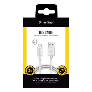 USB-A till USB-C 2.0 Vit - 3m