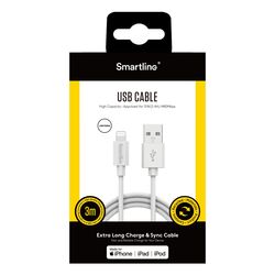 USB-A till Lightning Vit - 3m
