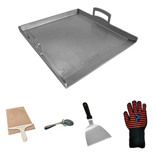 paket Deluxe - Stekbord + Pizzaspade Baking Slider + Pizzaskärare + Stekskrapa + Grillahandskar