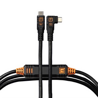 TetherPro Optima 10G USB-C kabel, 4,6m, rak till vinklad - svart