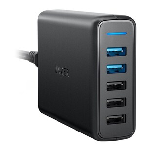 PowerPort 5 Speed 5 multi-port USB-A laddare - Svart