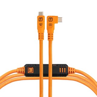 TetherPro Optima 10G USB-C kabel, 4,6m, rak till vinklad - orange