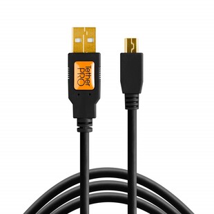 TetherPro USB 2.0 A till mini-B, svart (OBS! 8-pinnars mini-B-kontakt)