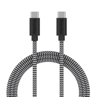 USB-C till USB-C 2.0 flätad, svartvit - 1m