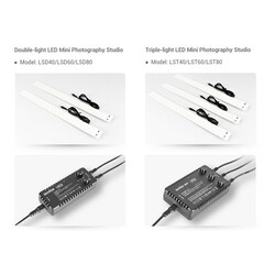 Portable Triple Light LED Ministudio L80x80x80cm