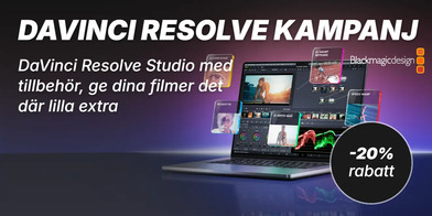 DaVinci Resolve kampanj. DaVinci Resolve Studio med tillbehör, ge dina filmer det där lilla extra. -20% rabatt.