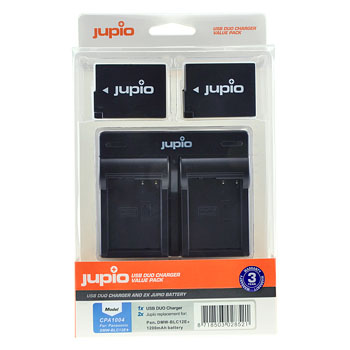 2 st batterier motsv. Panasonic DMW-BLC12, inkl. dubbel USB-laddare
