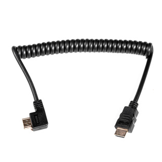 HDMI-spiralkabel vinklad, standard-standard (A-A), 20-40cm