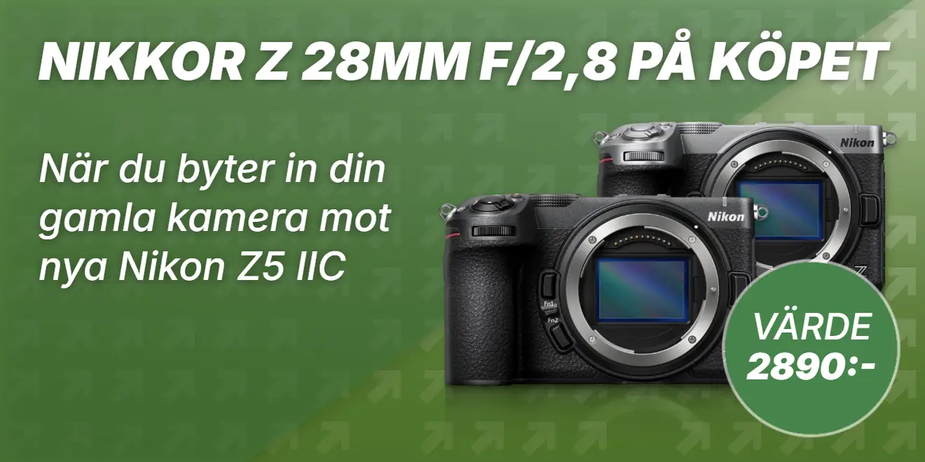 Byt upp dig till Nikon Z5 IIC och få Nikkor Z 28mm f/2,8 på köpet!