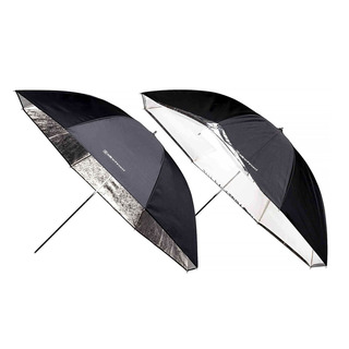 Paraplyset To Go, 2 st 105 cm paraplyer silver/transparent