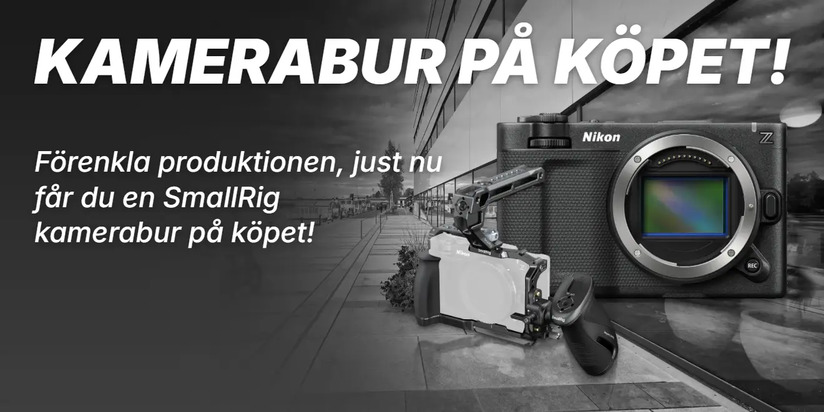 Kamerabur på köpet! Förenkla produktionen, just nu får du en SmallRig
kamerabur på köpet! Bilden visar ZR + Nikkor Z 24-70mm f/4 S #1 och 5468 kamerabur kit för Nikon ZR Advanced Edition #1.