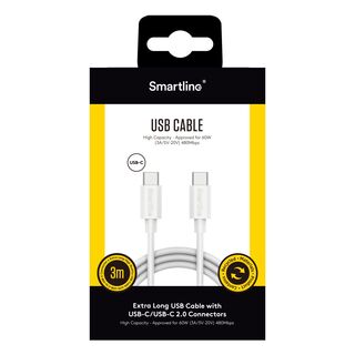 USB-C till USB-C 2.0 Vit - 3m