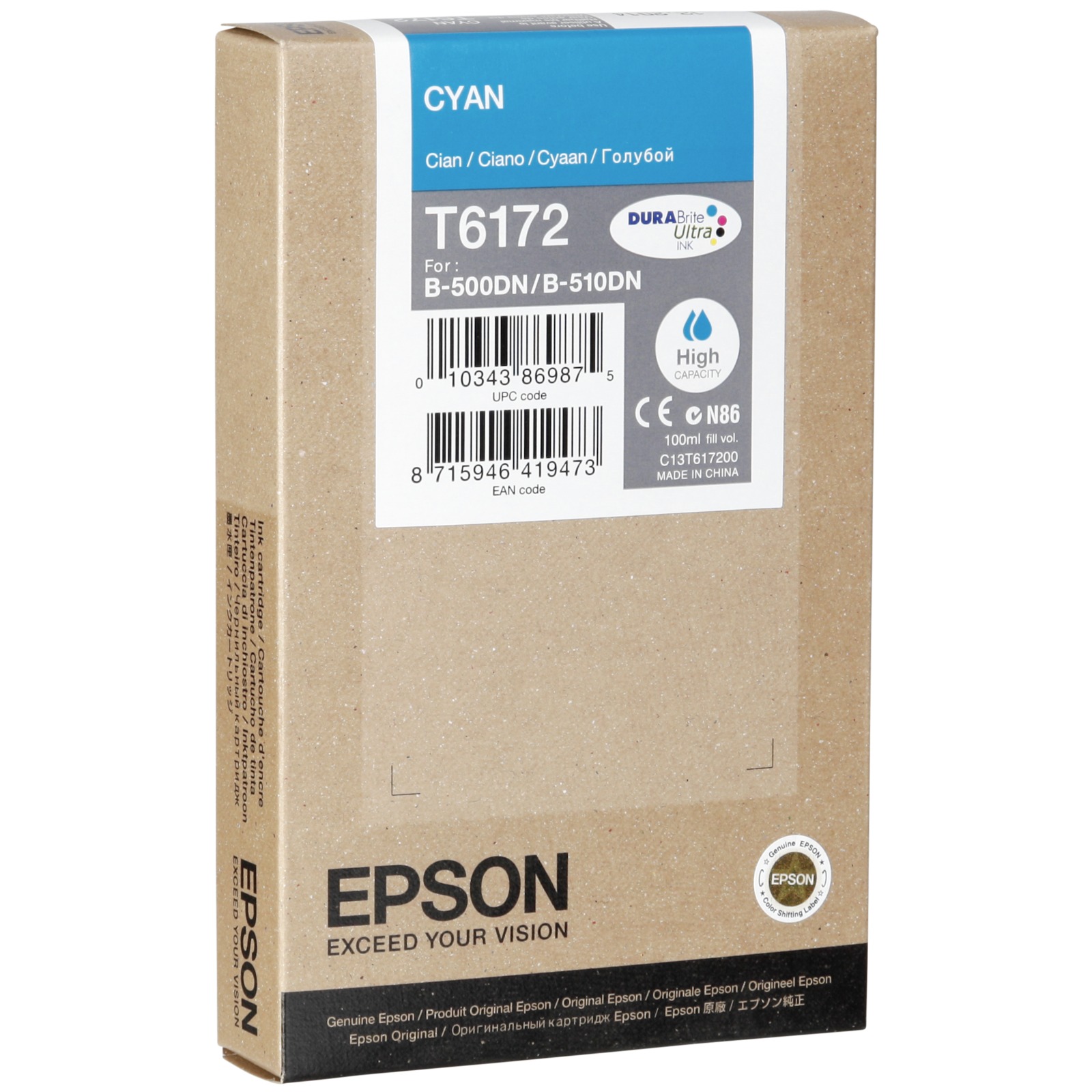 Epson Cyan T617 High Cap. 100 ml T6172