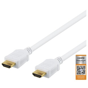 HDMI-kabel, A-A-kontakt, 0,5 m, vit 