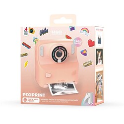 Pixiprint, direktbildskamera med inbyggda tv-spel - Rosa 