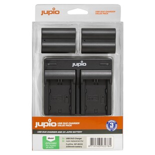 2 st batterier motsv. Fujifilm NP-W235, inkl. dubbel USB-laddare
