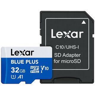 MicroSDHC Blue Plus UHS-I med SD adapter,100MB/s C10/A1/U1 (V10) 32GB