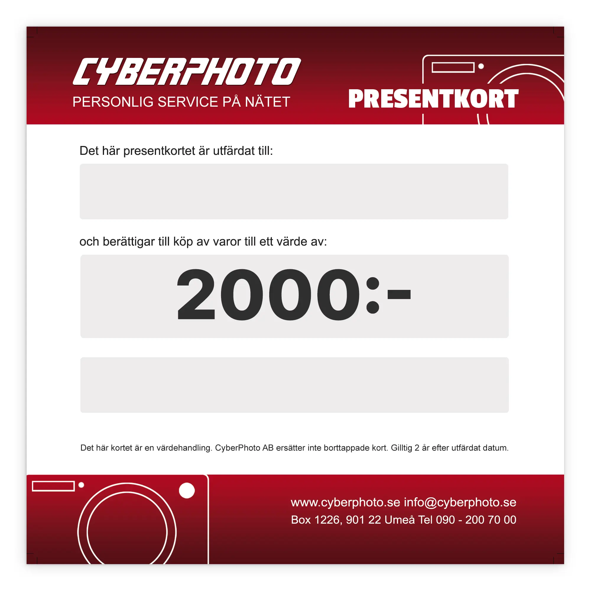 Presentkort 2000kr