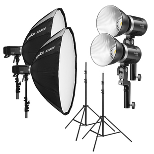 ML60 LED Light dubbelkit med 2st softboxar (85cm) och 2st belysningsstativ (121-300cm)