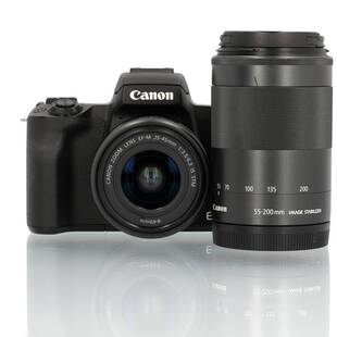 EOS M50 svart kamerahus + EF-M 15-45/3,5-6,3 IS STM + EF-M 55-200/4,5-6,3 IS STM (begagnad)