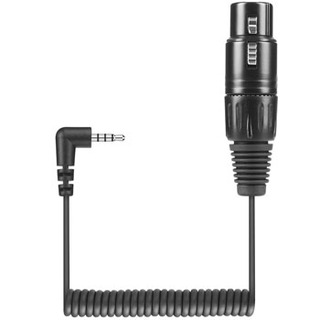 KA 600i anslutningkabel XLR hona till 3,5mm TRRS vinklad, 40cm spiral