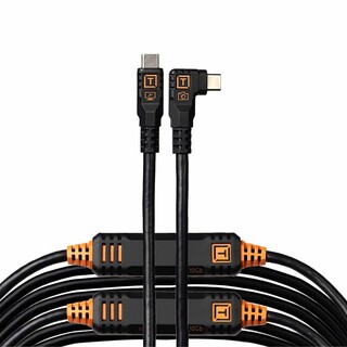 TetherPro Optima 10G USB-C kabel, 9,4m, rak till vinklad - svart