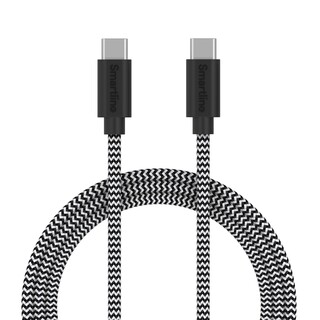 USB-C till USB-C 2.0 flätad, svartvit - 1m