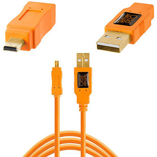 TetherPro USB 2.0 A till mini-B, orange (OBS! 8-pinnars mini-B-kontakt) 
