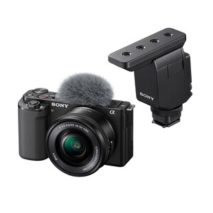 ZV-E10 kamerahus + PZ 16-50mm f/3,5-5,6 OSS + ECM-B10, mikrofon