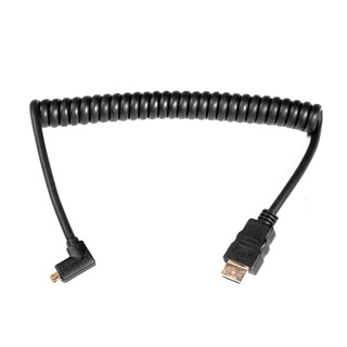 HDMI-spiralkabel vinklad, standard-micro (A-D), 20-40cm