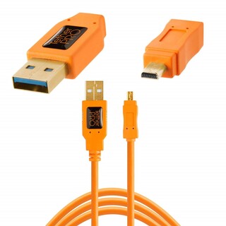 TetherPro USB 2.0 A till mini-B, orange (OBS! 8-pin mini-B-kontakt)
