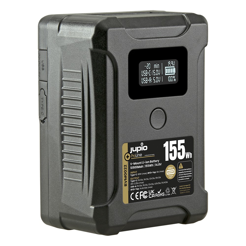 Extreme 155 V-Mount battery 10500mAh (155Wh) - LCD Display, USB-C PD 65W in/output, D-Tap in/output och USB-A output
