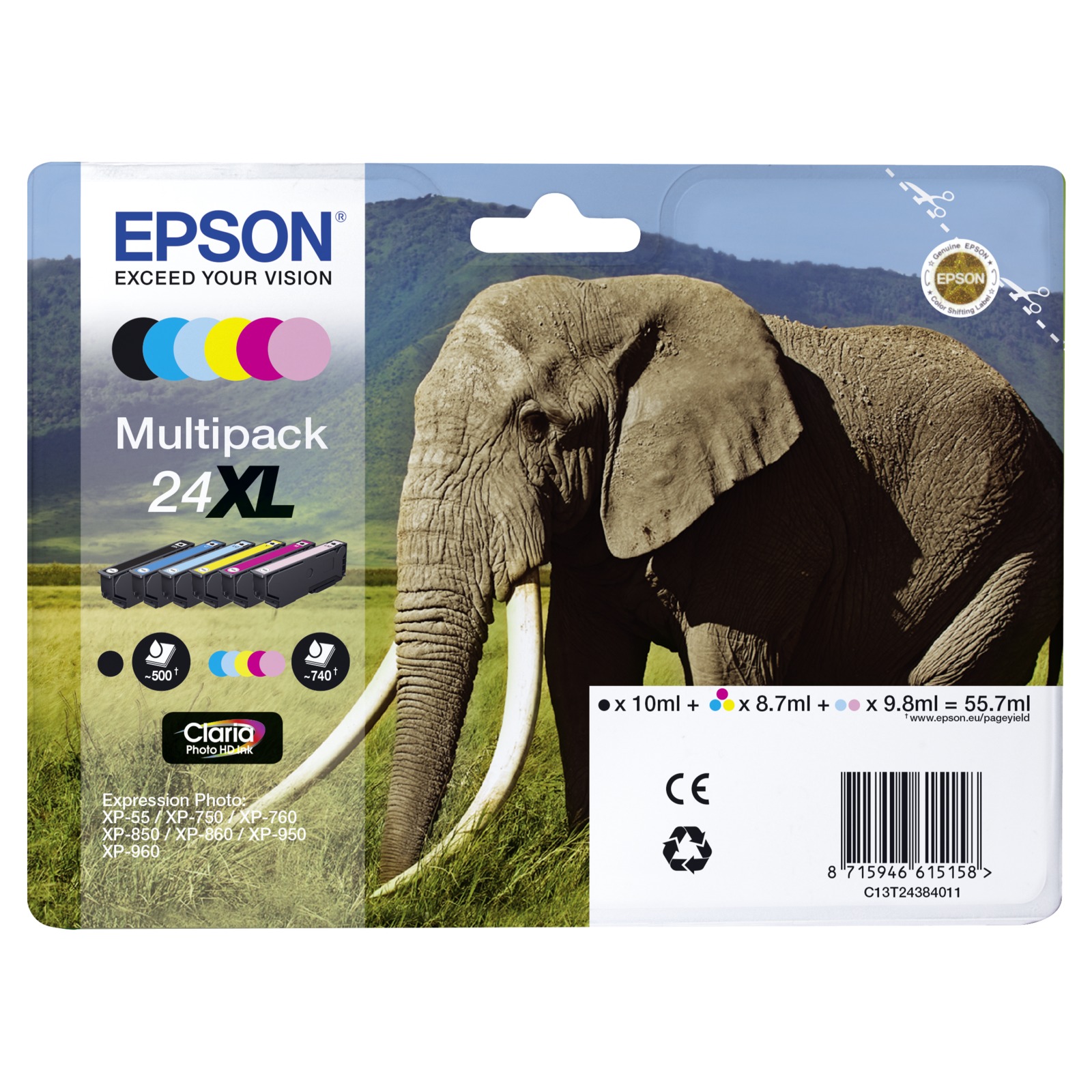 Multipack XL Claria Photo HD BK/C/M/Y/LC/LM T243 T2438