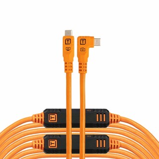 TetherPro Optima 10G USB-C kabel, 9,4m, rak till vinklad - orange