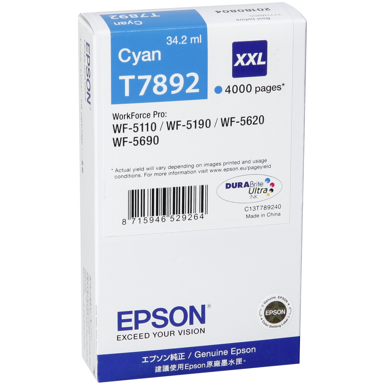 Epson DURABrite Ultra Ink XXL ink cartridge cyan T7892