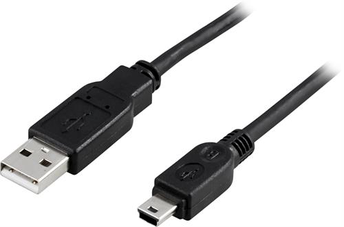 USB 2.0 kabel Typ A Hane - Typ Mini B Hane 2m, svart