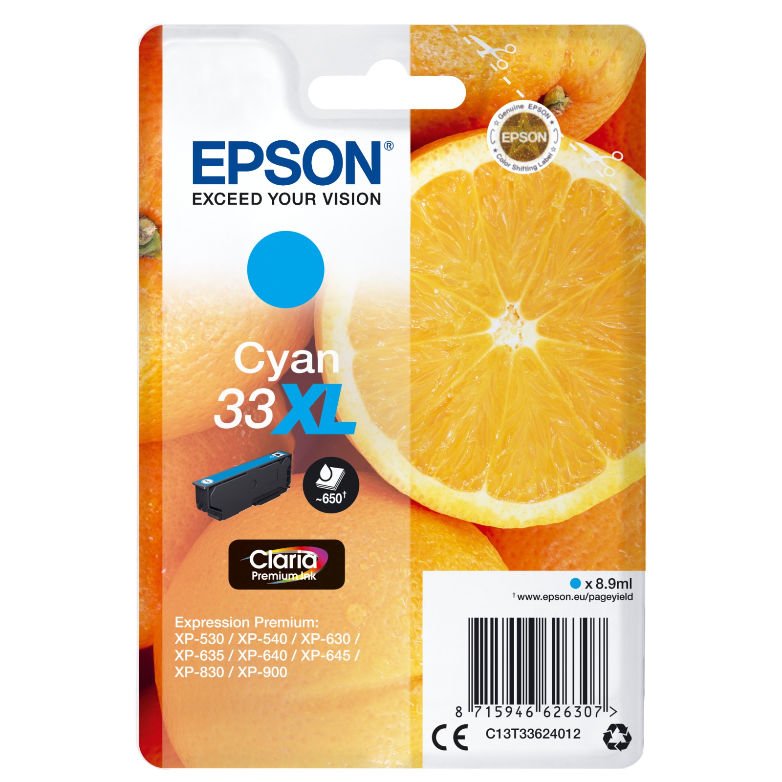 Epson Cyan Claria Premium 33 XL