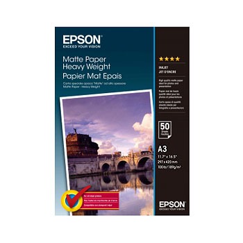 Epson A3 Matte Paper Heavyweight, 50 ark, 167g/m2