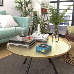 Vinyl Retro, bluetooth högtalare med väckarklocka - Blå