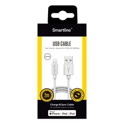 USB-A till Lightning Vit - 2m