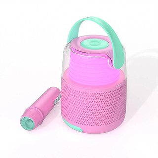 KS-80 Karaoke Kit, LED högtalare & mic - Rosa