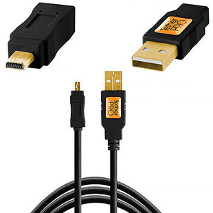 TetherPro USB 2.0 A till mini-B, svart (OBS! 8-pinnars mini-B-kontakt)