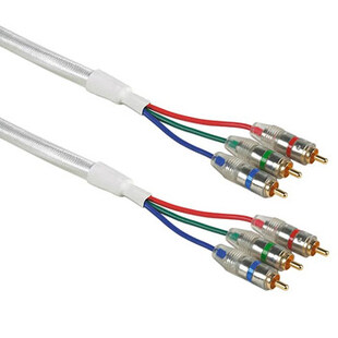 Vit komponent-kabel 5 meter 3xRCA ha - 3xRCA ha 