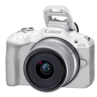 EOS R50 kamerahus - Vit + RF-S 18-45mm f/4,5-6,3 IS STM  