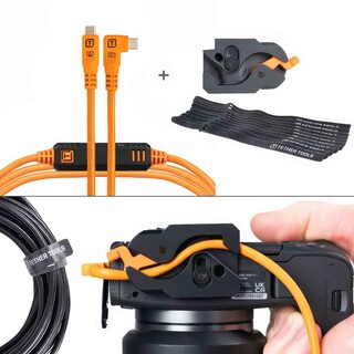 Tether Pro Optima 10G, LeverLock & 4,6m kabel kit - rak till vinklad, orange