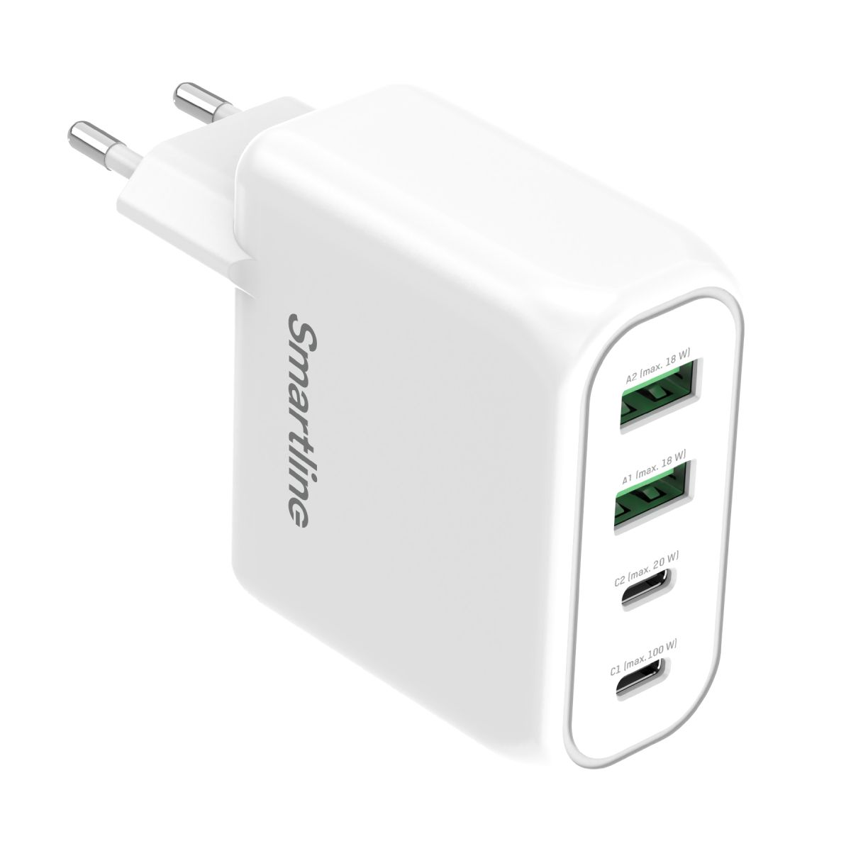 GaN PD-laddare, 2xUSB-C & 2xUSB-A - 100W