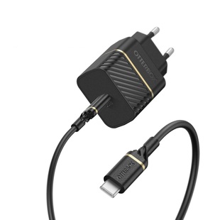 Väggladdare 20W - USB-C, 1x laddare & 1m kabel, Svart