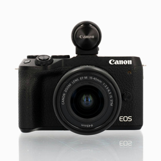 EOS M6 Mark II hus, svart + EF-M 15-45/3,5-6,3 IS STM + sökare EVF-DC2 (begagnad)