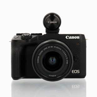 EOS M6 Mark II hus, svart + EF-M 15-45/3,5-6,3 IS STM + sökare EVF-DC2 (begagnad)