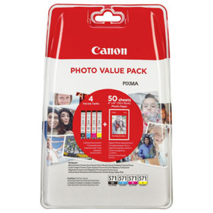 Canon CLI-571XL Photo Value Pack C/M/Y/BK PP-201 10x15 cm 50 Ark